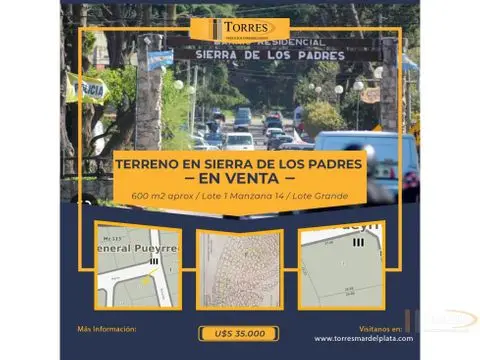 Terreno de 1 ambiente en venta en SIERRA DE LOS PADRES