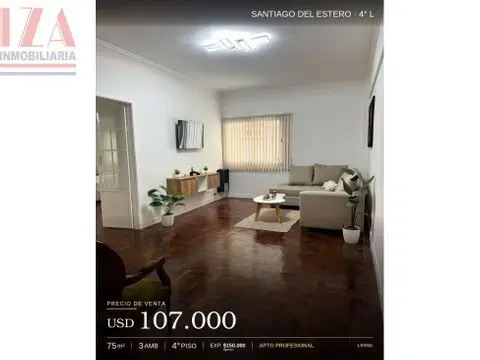 Departamento de 3 ambientes en venta en Centro