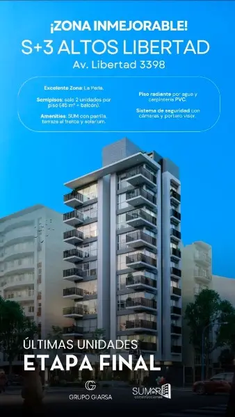 Departamento de 2 ambientes en venta en LA PERLA