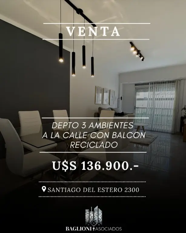 Departamento de 3 ambientes en venta en Centro