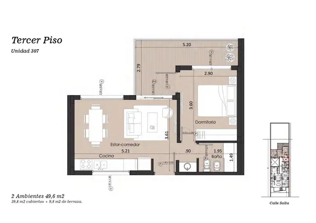 Departamento de 2 ambientes en venta en SAN JOSE