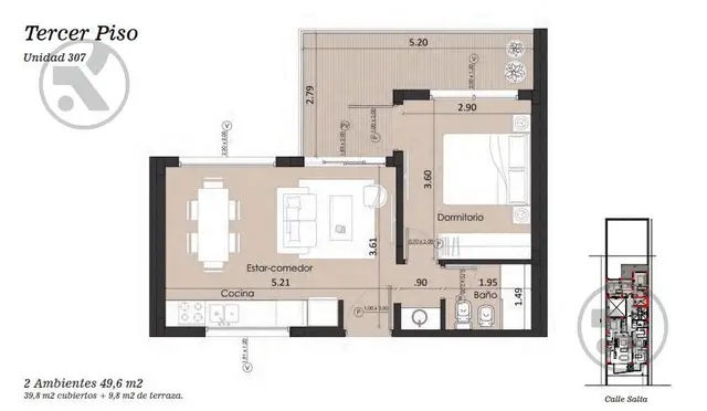 Departamento de 2 ambientes en venta en SAN JOSE