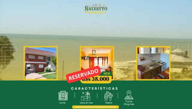 Departamento de 1 ambiente en venta en Punta Mogotes