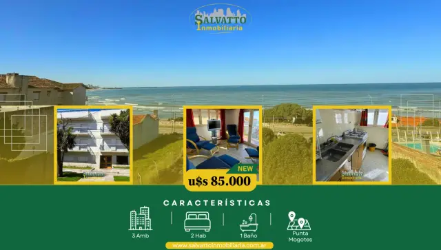 Departamento de 3 ambientes en venta en Punta Mogotes
