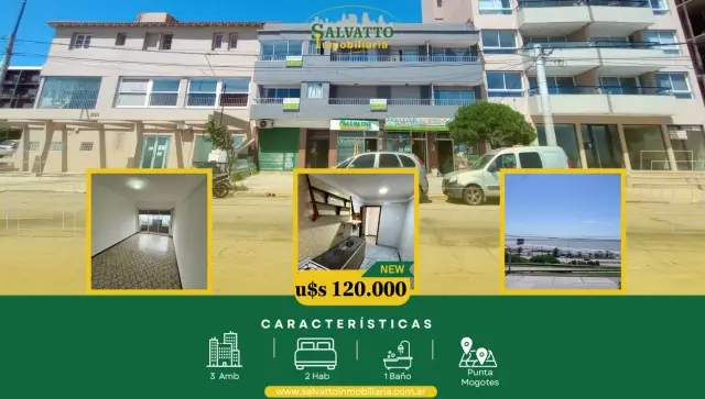 Departamento de 3 ambientes en venta en Punta Mogotes