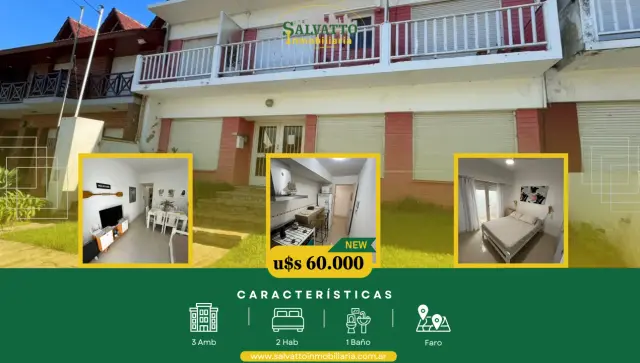 Departamento de 3 ambientes en venta en Punta Mogotes
