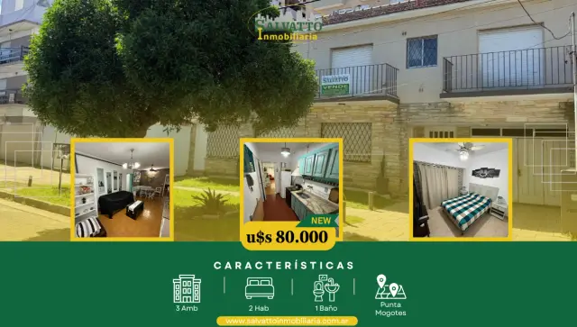 Departamento de 3 ambientes en venta en Punta Mogotes