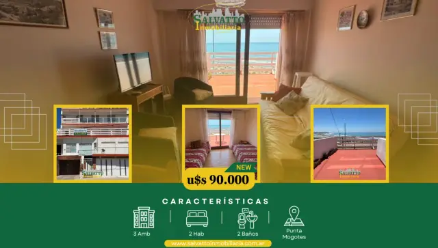 Departamento de 3 ambientes en venta en Punta Mogotes