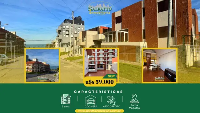 Departamento de 3 ambientes en venta en Punta Mogotes