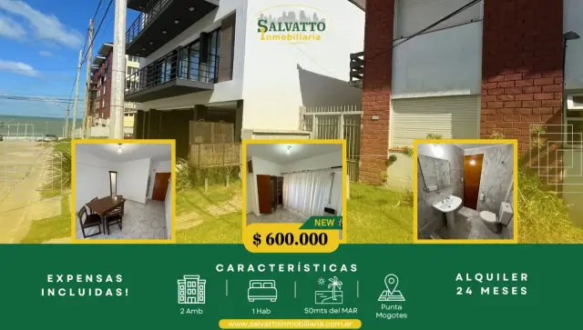 Departamento de 2 ambientes en alquiler en Punta Mogotes