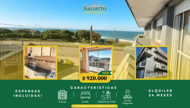 Departamento de 3 ambientes en alquiler en Punta Mogotes