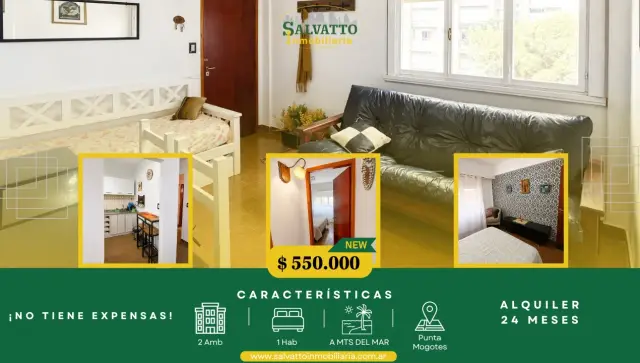 Departamento de 2 ambientes en alquiler en Punta Mogotes