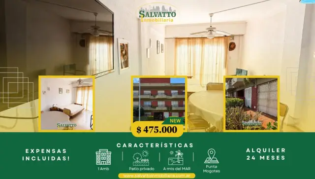Departamento de 1 ambiente en alquiler en Punta Mogotes