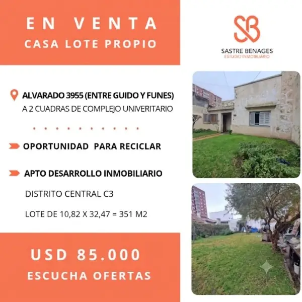 Terreno de 3 ambientes en venta en FUNES Y SAN LORENZO